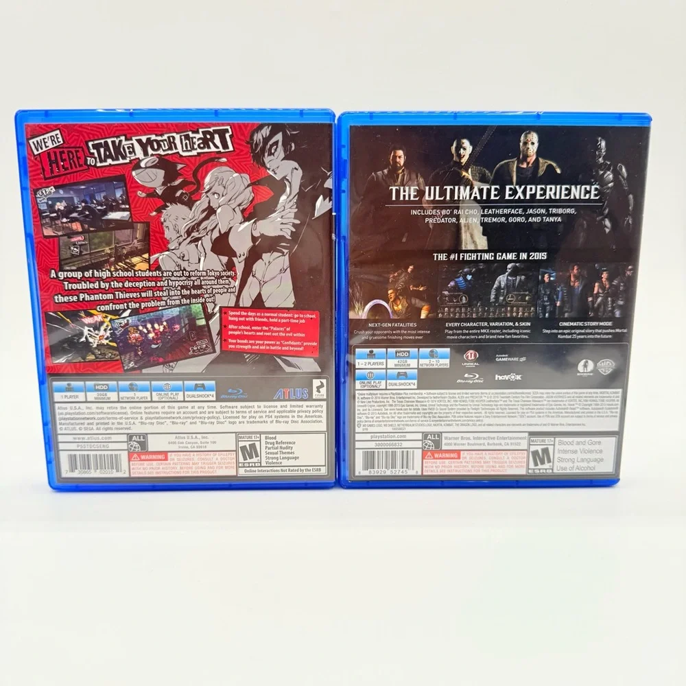 Sony PS4 Persona 5 & Mortal Kombat XL Dual Game Set -‎ Blue Cases